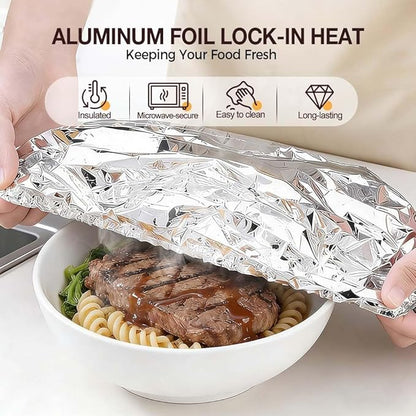 2026 New Reusable Aluminum Foil Food Covers, Pop Up Tin Foil Food Insulation Cover, Heat Shield Lids for Refrigerator Storage Leftover Food And Meal Preparation Fits Containers (50) - Image 2
