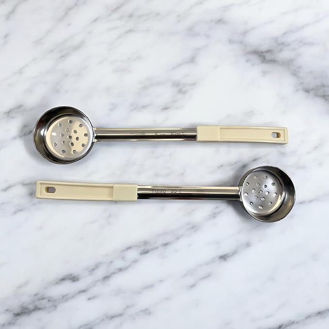 3 Ounce Slotted Stainless Steel Portion Control Ladle Spoon for Measuring and Serving; Commercial Grade Serving Scoops [Pack of 12] - Image 9