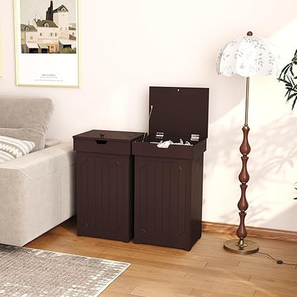 Function Home Trash Can Cabinet, 13 Gallon Kitchen Garbage Can, Wood Recycling Trash Bin, Freestanding Dog Proof Trash Can, Farmhouse Trash Cabinet with Lid for Home Kitchen Bathroom, Coffee - Image 4