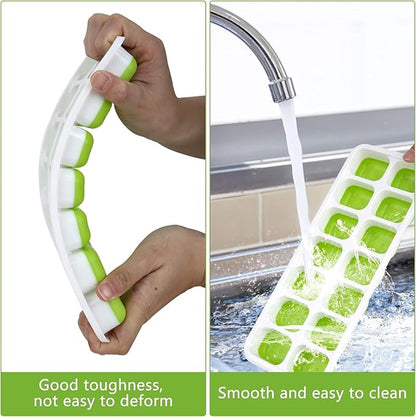 Ice Cube Trays, Silicone Easy-Release and Flexible 14-Ice Trays with Spill-Resistant Removable Lid, BPA Free, Durable and Dishwasher Safe, 2 Pack - Image 3