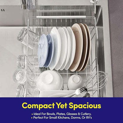 Dish Drying Rack Over The Sink Expandable to 24.5" Dish Drainer — Space-Saving Rectangular Kitchen Extending Drying Station with Utensil Holder, Fits Most Sinks for Easy Dish Organization, White - Image 6
