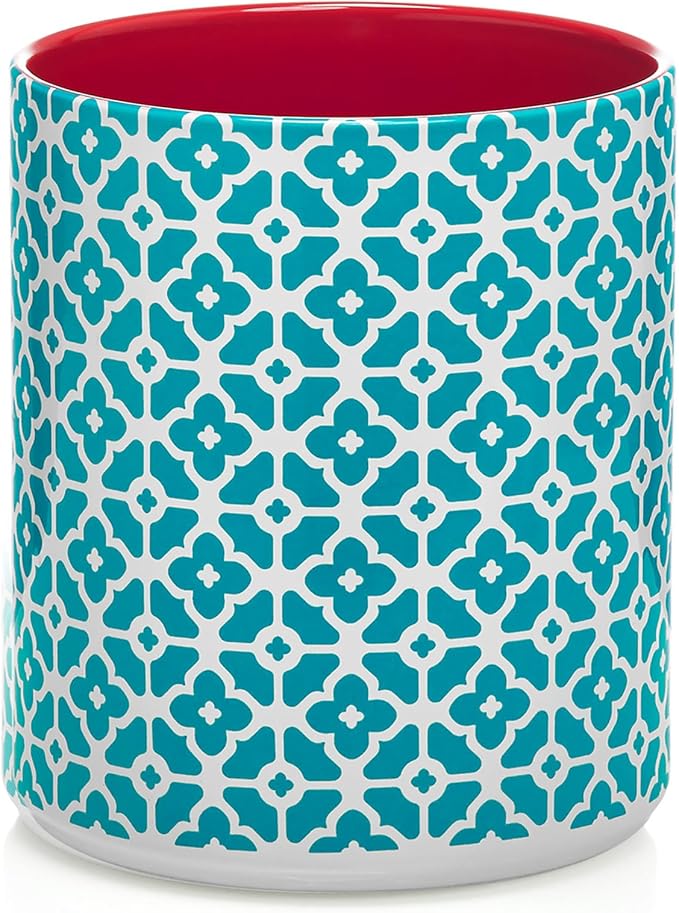 DOWAN Colorful Large Utensil Holder, 7.2" x 6.2" Ceramic Kitchen Utensil Holder for Countertop, Vibrant Patterned Utensil Crock with Protection Cork Mat, Utensil Caddy for Housewarming & Wedding Gift by DOWAN