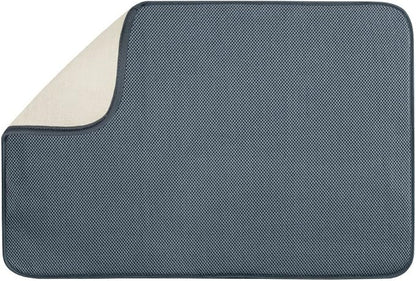 iDry Absorbent Kitchen Countertop Dish Drying Mat - 24" x 18", Pewter/Ivory