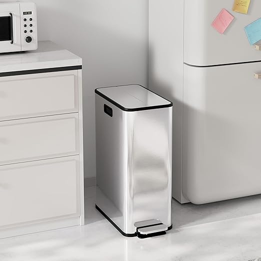 Garvee Kitchen Dual Trash Can, 15 gal Large Recycling Bin Garbage Can with Butterfly Lid, Fingerprint Resistant Stainless Steel Trash Bin for Kitchen, Living Room, Office (2 x 28 L) - Image 6