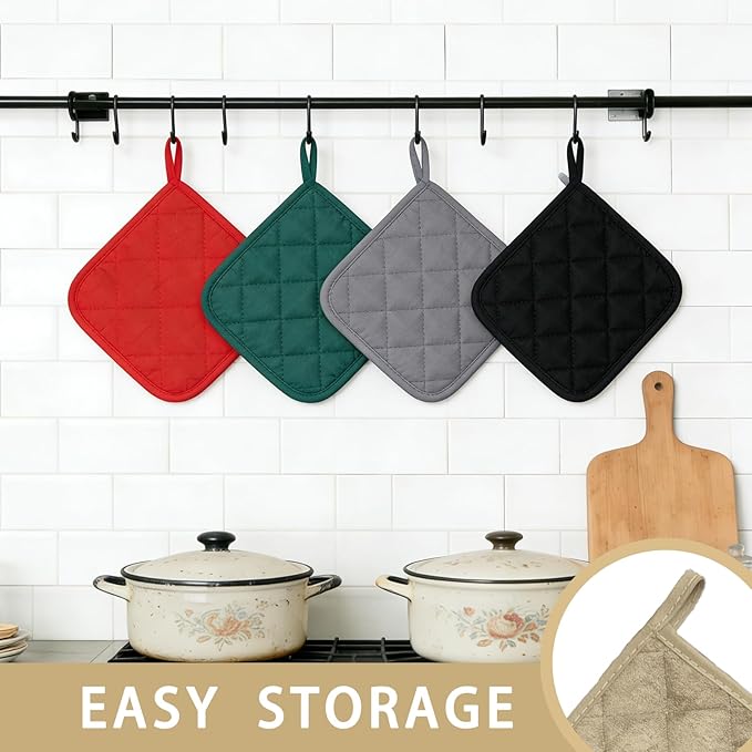 4 Pack Pot Holders for Kitchen Clearance Oven Potholders Sets for Kitchens Hot Pads for Kitchen Countertops Heat Resistant Milkshake - Image 2