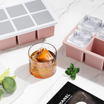Large Ice Cube Tray for Whiskey: FDDBI Silicone Ice Cube Trays with Lid - 2Pack Big Square Old Fashioned Ice Cube Maker for Cocktail - 2inch Huge Cubed Ice Trays for Whisky - Image 6