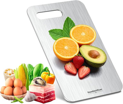 Titanium Cutting Boards,100% Pure Titanium Kitchen Cutting Board, Double-Sided Non-Toxic Cutting Board, Ideal for Slicing and Dicing Meats, Features Handle, Dishwasher Safe,10.5"L*6.5"W by Goodartificer