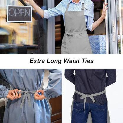 15 Pcs Adult Aprons Bulk with Pockets Adjustable Bib Chef Apron for Women Men Painting Cooking Crafting (S/L) - Image 4