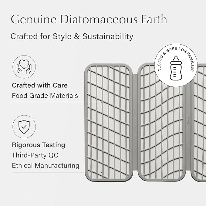 Dorai Home Dish Pad - Collapsable Stone Dish Drying Mat with Diatomaceous Earth for Quick Drying - Ultra Absorbent - Encased in Woven Silicone - Eco-Friendly, Foldable - Original 19.9"x15.2" Sandstone - Image 5