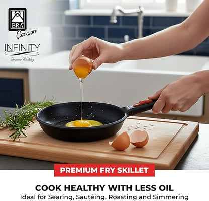 BRA COOKWARE Infinity Nonstick Frying Pan | 8-Inch Cast Aluminum Skillet | PFOA/PFAS Free Fry Pan | Removable Handle | All Cooktops (incl Induction) Searing Skillet | Oven Safe up to 425°F