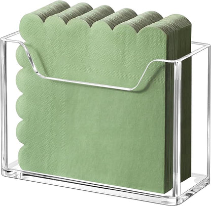 Kordory Acrylic Cocktail Napkin Holder for Table, for 5 x 5 Inches Napkin, Modern Vertical Napkin Holder for Kitchen, Clear Waterproof Napkins Holders for Dinner, Home, Bar