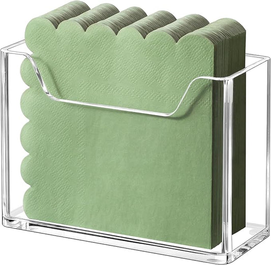 Kordory Acrylic Cocktail Napkin Holder for Table, for 5 x 5 Inches Napkin, Modern Vertical Napkin Holder for Kitchen, Clear Waterproof Napkins Holders for Dinner, Home, Bar