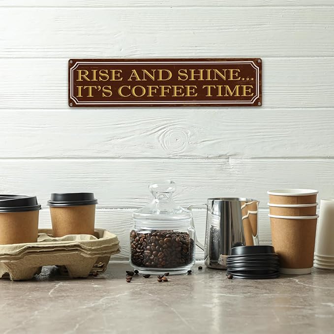 Coffee Time Metal Tin Signs, Coffees Lover Home Decor for Kitchen Bedroom Dining Room, Farmhouse Cafe Decors, Decorative Metal Wall Signs 15.8x4 Inches - Image 4