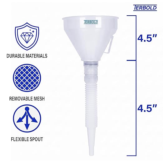Automotive Flex Funnel with Hose | Wide Mouth Flexible Oil Funnel for Automotive Use - Gas, Transmission Fluid, Car Fuel, Oil Change (Clear) - Image 2
