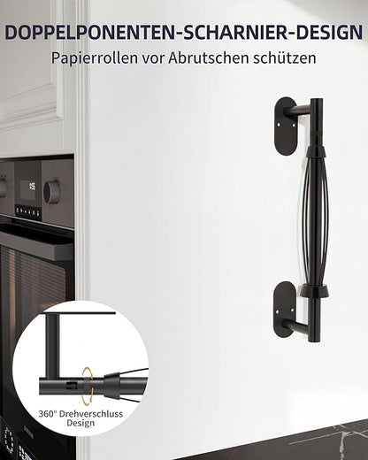 Paper Towel Holder Under Cabinet, Self Adhesive or Wall Mount for Kitchen Bathroom, Stainless Steel Paper Towel Holders with Damping Effect, Single Hand Operable (Matte Black) - Image 4