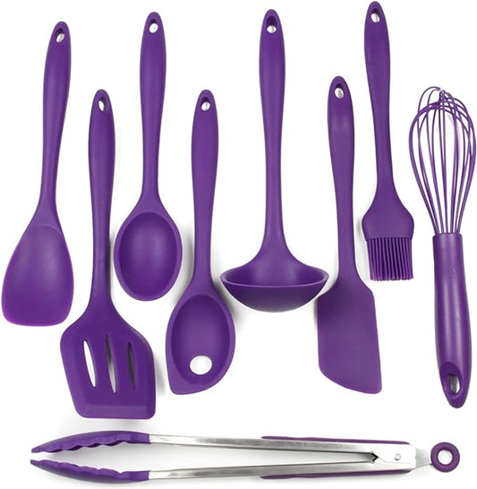 Chef Craft Premium Silicone Kitchen Tool and Utensil Set, 9 Piece, Purple by ChefCraft