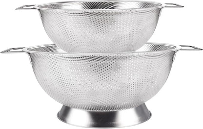 Gulex Stainless Steel Colander and Strainer Set(5-Quart and 3-Quart)， Strainer for Kitchen Food, Dishwasher Safe by Gulex