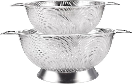 Gulex Stainless Steel Colander and Strainer Set(5-Quart and 3-Quart)， Strainer for Kitchen Food, Dishwasher Safe by Gulex