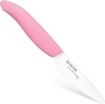 Kyocera Revolution Series 3-inch Ceramic Paring Knife, Pink Handle, White Blade