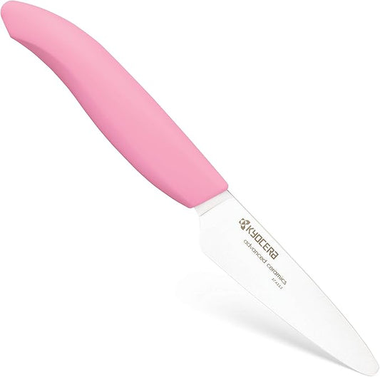 Kyocera Revolution Series 3-inch Ceramic Paring Knife, Pink Handle, White Blade