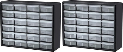 Akro-Mils 24-Drawer Plastic Storage Cabinet | 20" W x 6" D x 16" H | Black | Model 10124 | Garage Organization by Akro-Mils