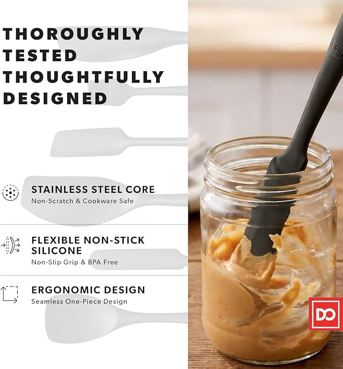 All New DI ORO 6-Piece Silicone Spatula Set - Rubber Kitchen Utensils for Baking, Cooking & Mixing - Heat-Resistant 600°F BPA Free Spatulas for Nonstick Cookware - Dishwasher Safe (Black)