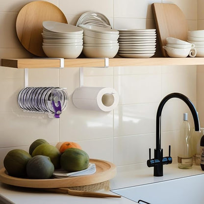 2 Pack Tumbler Lid Organizer, Horizontal Tumbler Lid Storage Hook to Hold Up 20 Lids, Space Saving Cup Lid Holders Under Cabinet Tumbler Lid Hook for Kitchen Organizer, Paper Towel Rack Hanger (White) - Image 6