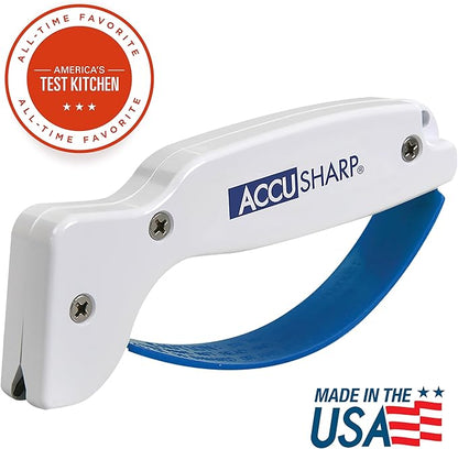 AccuSharp Knife Sharpener, Ergonomic Comfortable Handle, Compact & Easy to Use, Restore and Hone Straight & Serrated Knives, White - Image 2
