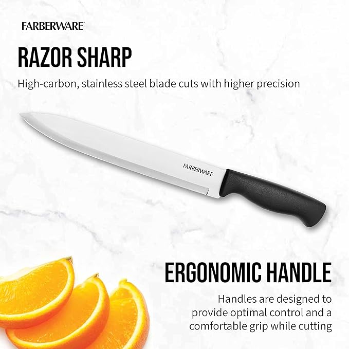 Farberware Edgekeeper Slicing Knife with Self-Sharpening Blade Cover, 8 Inch, Black - Image 6