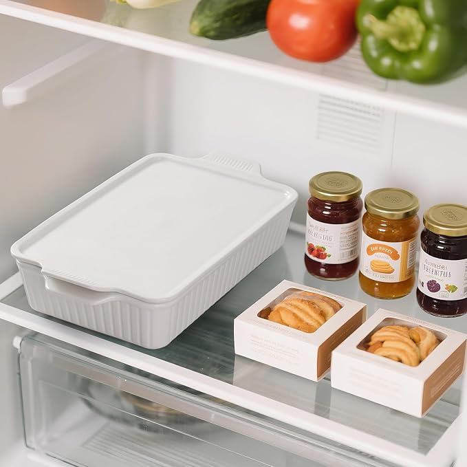 Dizada Large Casserole Dish with Lid 5.2 Qt (9"x13") - Deep 2-in-1 Porcelain Baking Pan, Ceramic Bakeware for Lasagna, Roasts, Oven Freezer Microwave Safe - Image 5