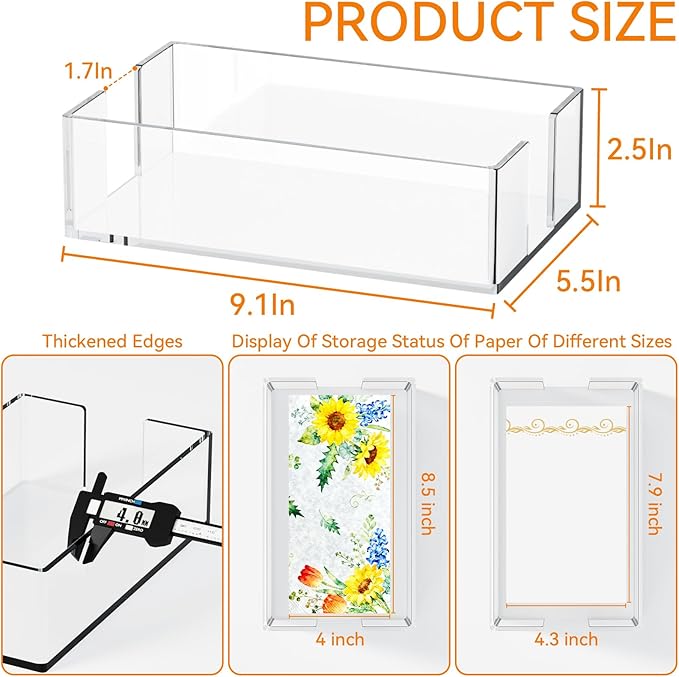 Yieach Bathroom Paper Towel Holder,9 Inch Modern Acrylic Napkin Holder fo r Disposable Guest Towel,Clear Hand Towel Tray,Flat Napkin Holders for Paper Bapkins,Napkin Dispenser for Home,Hotel,Office
