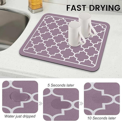 WISELIFE Dish Drying Mat Super Absorbent Drying Mat Large Dish Drying Mats for Kitchen Counter Easy Clean Dish Mat Kitchen Drying Mat15"x 18" Stylish Purple - Image 4