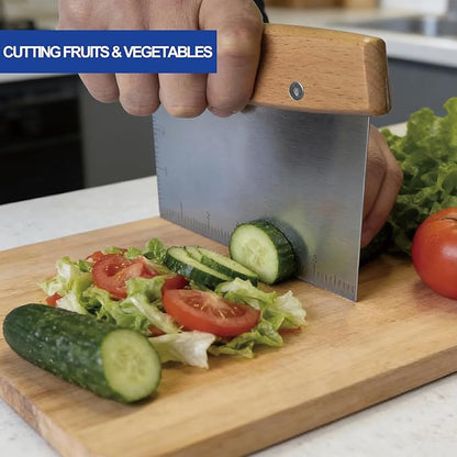 Professional Dough Cutter & Bench Scraper - Ultimate Dough Scraper Tool with Stainless Steel Blade & Wood Handle (2) - Image 5