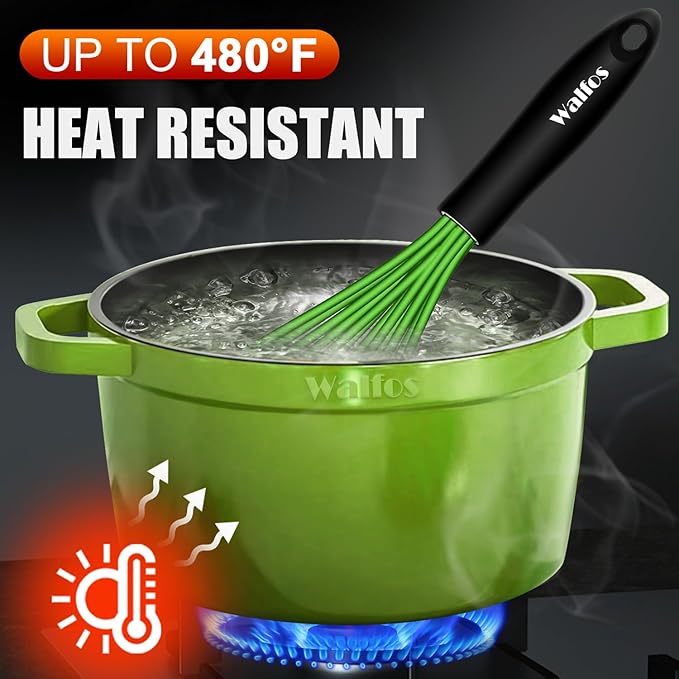 Walfos Silicone Whisk, Rubber Whisks for Cooking, Baking (11,9,8.5 inch) - Heat Resistant Kitchen Whisks for Non-stick Cookware, Balloon Egg Beater Perfect for Blending, Whisking, Beating, Frothing - Image 4