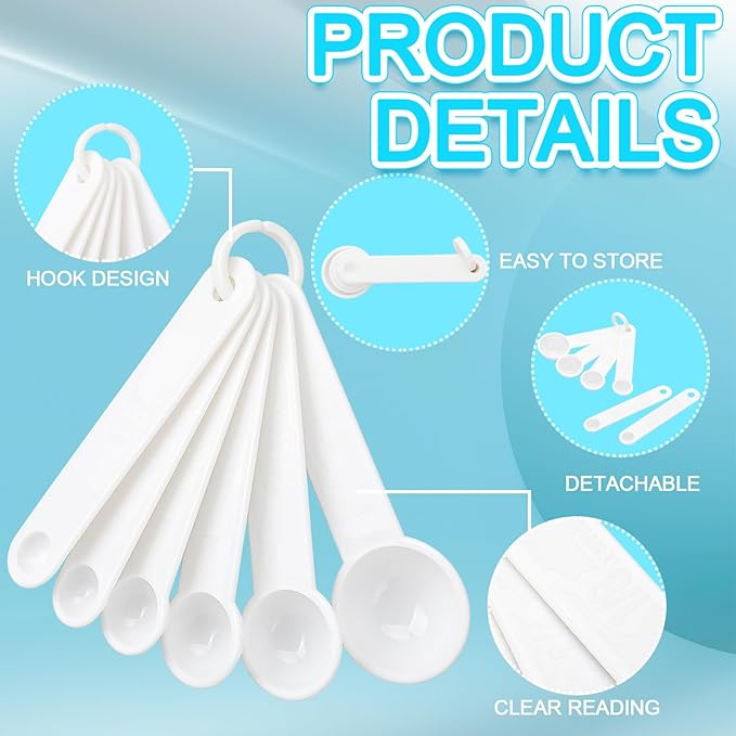 Frienda 20 Pieces White Plastic Measuring Cup Spoons for Kitchen Cooking Baking Dry and Liquid Ingredients - Image 3