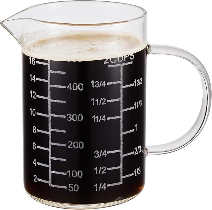 Ackers Mirror Etching Scale Glass Measuring Cup-[Insulated handle | V-Shaped Spout]-Made of High Borosilicate Glass Measuring Cup for Kitchen or Restaurant, Easy to Read, 500 ML (16 Oz, 2 Cup) - Image 8