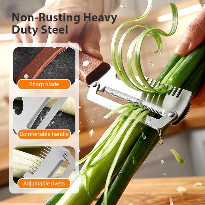 Multi-Functional Vegetable Peeler for Kitchen, 2026 New Stainless Steel Peeler with Wooden Handle and Bottle Opener, Kitchen Tool for Fruit Veggie Pumpkin, Gifts for Mom (Brown，1PC) - Image 4