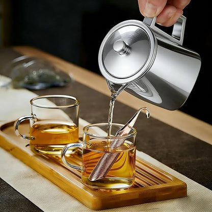 2 Pcs Tea Infuser with Hook Handle, Tea Diffusers for Loose Tea, Tea Steeper Stainless Steel Tea Strainers & Filters with Teaspoon Tea-tweezers Steel Wire Cloth(rose gold)