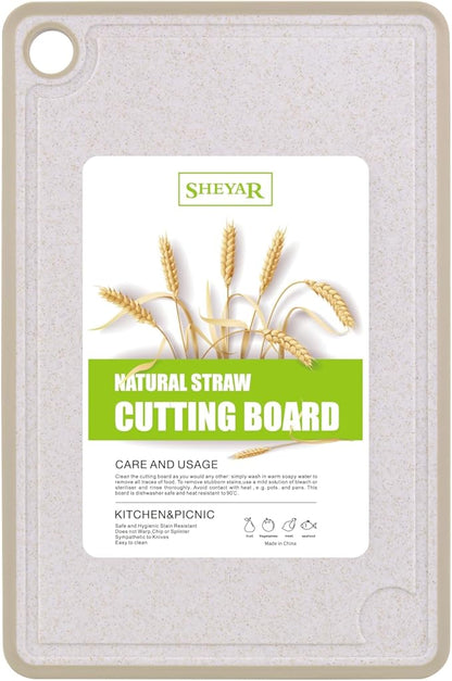 Cutting Board for Kitchen, Wheat Straw Fiber Cutting Board, Dish Washer Safe, w/Juice Grooves for Meat, Veggies,Easy Grip Handle, Non-slip Surface,Eco-friendly,Serveware Accessories(11.8‘x7.9‘)