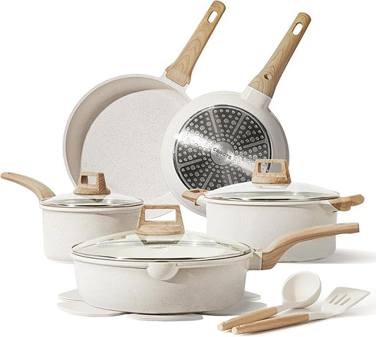 CAROTE 14 Pcs Pots and Pans Set Nonstick,Cookware Set Kitchen Cooking Set with Utensil and Pan Protectors by CAROTE