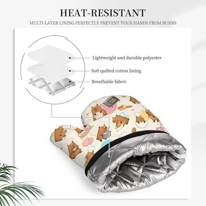 Capybara Gifts for Women, Funny Capybara Oven Mitt & Pot Holder Set, Heat Resistant Silicone Kitchen Mittens, Birthday Mother's Day Housewarming Gift Idea for Mom, Wife, BFF