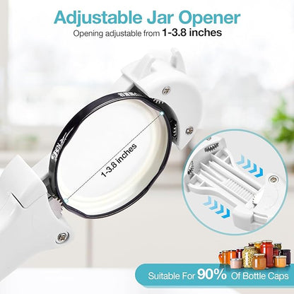 7-in-1 Jar Opener for Seniors – Magnetic adjustable Jar Opener & Bottle Opener for Arthritis, Weak Hands, Easy-Grip Kitchen Lid Opener Gadgets (Off-White)