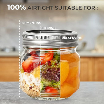 Eathtek 8 oz Glass Mason Jars with Regular Lids, 24 Pack 240 ml Canning Jars With Labels, Tags & Twine for Jam Jelly Spice Honey Herbs, Shower Favors Food Storage Wedding & Party Decor