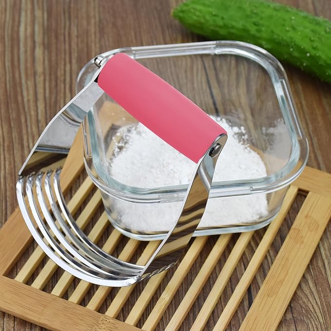 Dough Blender Heavy Duty Pastry Cutter Stainless Steel Butter Cutter Professional Baking Tool For Mixing Flour Butter (Pink) - Image 4