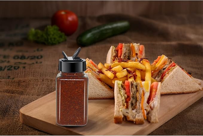 24 Pack 4oz Clear Plastic Spice Jars With Black Plastic Lids, Square Spice Bottles, Seasoning Containers with Chalk Labels, Pen, Funnel, Spice Containers For Kitchen Cabinet - Image 6