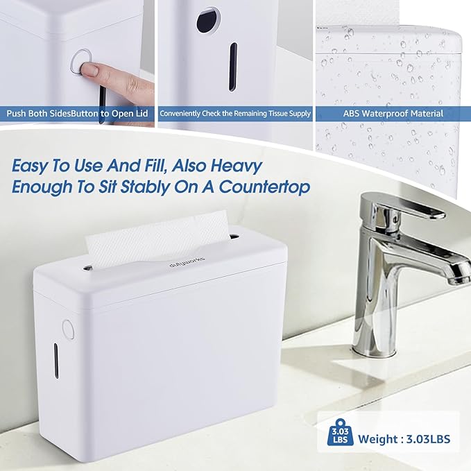 Paper Towel Dispenser Countertop, Large Capacity 200 Sheets, Non-Slip Base, Paper Towel Dispenser Compatible with Multifold, Z-Fold Towels, Ideal for Bathroom, Kitchen & Commercial Use