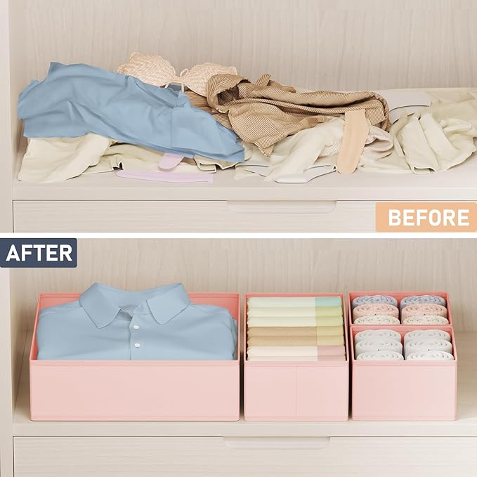 DIMJ Drawer Organizer Clothes Storage - 24 Pack Baby Dresser Organizer for Nursery, Foldable Closet Drawer Organizer Bins for Bedroom Organization, Fabric Storage Dividers for Socks, Underwears, Bras - Image 4