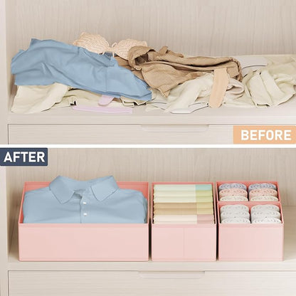 DIMJ Drawer Organizer Clothes Storage - 24 Pack Baby Dresser Organizer for Nursery, Foldable Closet Drawer Organizer Bins for Bedroom Organization, Fabric Storage Dividers for Socks, Underwears, Bras - Image 4