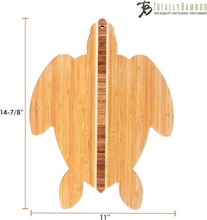Totally Bamboo Sea Turtle Shaped Cutting Board and Charcuterie Serving Tray, Great for Wall Display