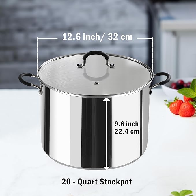 Cook N Home Water Bath Canner with Jar Rack & Glass Lid, Professional Stainless Steel Canning Pot 20 Quart, with Stay-Cool Handles, Multiuse Pot, Induction Capable - Image 2